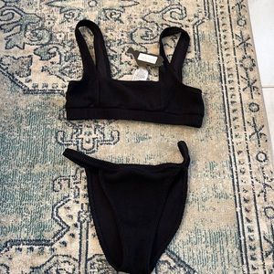 ASOS Black Ribbed Bikini Set